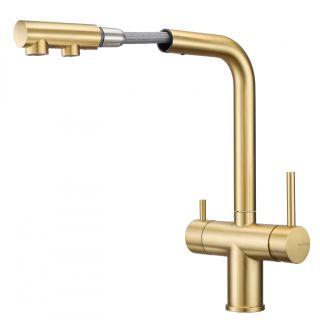 Смеситель для кухни Milacio Almonte-S MCU.562.GD под фильтр с вытяжной лейкой золото