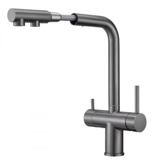 Смеситель для кухни Milacio Almonte-S MCU.562.GM под фильтр с вытяжной лейкой воронёная сталь