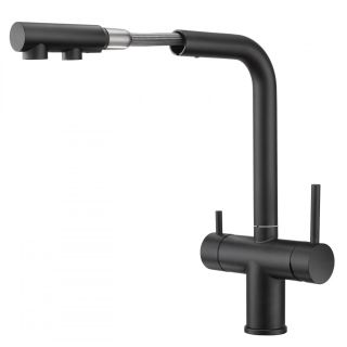 Смеситель для кухни Milacio Almonte-S MCU.562.TB под фильтр с вытяжной лейкой чёрный матовый