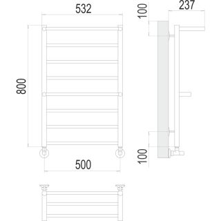 Полотенцесушитель водяной Terminus Аврора 4670078563309 с полкой П8 50х80 см хром