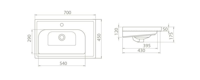 Раковина Smile CeraStyle Frame 70 см