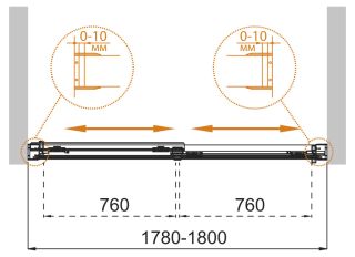 Шторка на ванну Cezares Тандем (Tandem) TANDEM-SOFT-VF-2-180/145-C-BORO-IV 180 см профиль брашированное золото стекло прозрачное