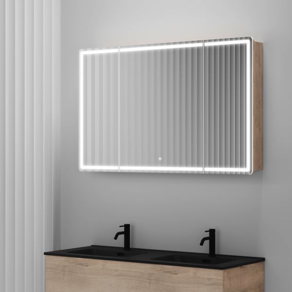 Зеркальный шкаф с LED подсветкой Sancos Mirror MI120EG 119см дуб галифакс натуральный
