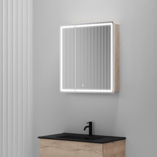 Зеркальный шкаф для ванной с подсветкой Sancos Mirror MI70EG 70 см дуб галифакс натуральный Зеркальный шкаф для ванной с подсветкой Sancos Mirror MI70EG 70 см дуб галифакс натуральный
