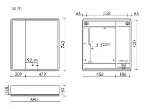Зеркальный шкаф для ванной с подсветкой Sancos Mirror MI70ECH 70 см дуб чарльстон