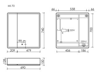 Зеркальный шкаф для ванной с подсветкой Sancos Mirror MI70ECH 70 см дуб чарльстон Зеркальный шкаф для ванной с подсветкой Sancos Mirror MI70ECH 70 см дуб чарльстон