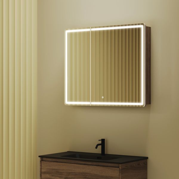 Зеркальный шкаф с LED подсветкой Sancos Mirror MI90ECH 89см дуб чарльстон