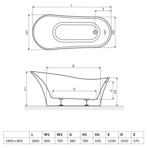 Акриловая ванна Excellent Mirage WAEX.MRP18WH 180 х 80 см