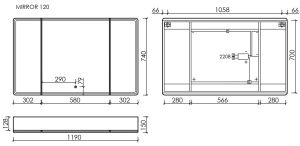 Зеркальный шкаф с LED подсветкой Sancos Mirror MI120ECH 119см дуб чарльстон
