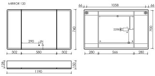 Зеркальный шкаф с LED подсветкой Sancos Mirror MI120ECH 119см дуб чарльстон Зеркальный шкаф с LED подсветкой Sancos Mirror MI120ECH 119см дуб чарльстон