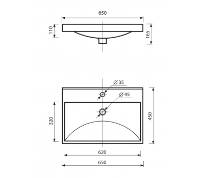 Раковина Misty D Р-Мис14065-4019Д белая 65 см