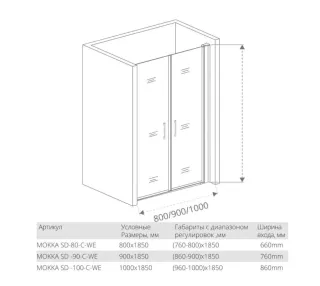 Душевое ограждение Good Door Mokka SD-90-C-WE 90*185 профиль белый, стекло прозрачное
