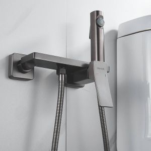 Гигиенический душ со смесителем Shevanik S6105T-1 оружейная сталь
