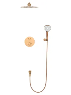 Душевой комплект Wonzon & Woghand Stick WW-88929010-RG с термостатом розовое золото
