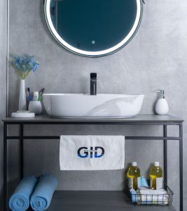Раковина Gid Mnc346C 54470 накладная под камень глянцевая 61x41x14