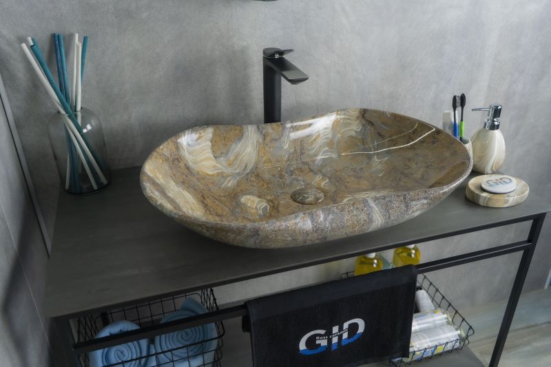 Раковина Gid Mnc503 54440 накладная под камень глянцевая 66.5x41x12