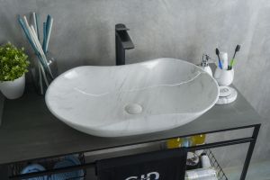 Раковина Gid Mnc503H012 54464 накладная под камень глянцевая 66.5x41x12