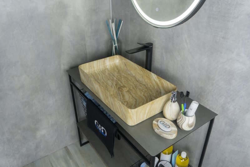 Раковина Gid Mnc595 54456 накладная под камень глянцевая 60x34x11