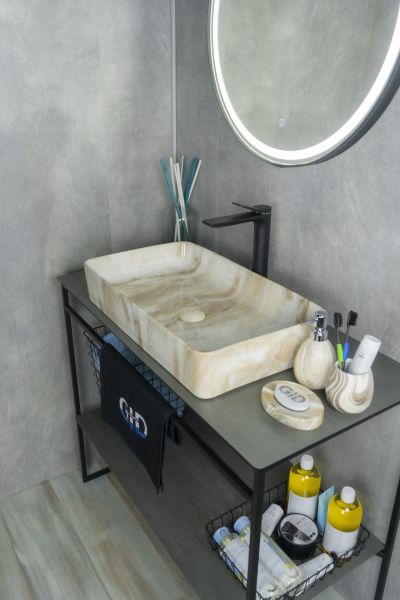 Раковина Gid Mnc596 54457 накладная под камень глянцевая 60x34x11