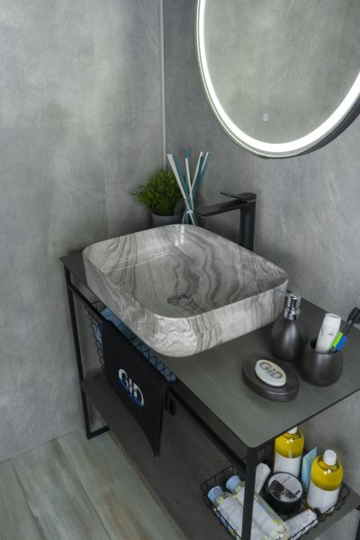 Раковина Gid Mnc597 54458 накладная под камень глянцевая 50x39x13