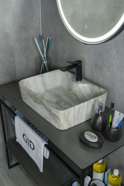 Раковина Gid Mnc605 54460 накладная под камень глянцевая 48x37x13