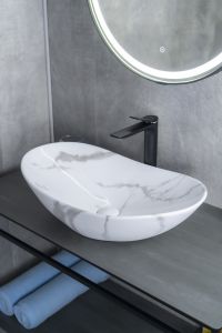 Раковина Gid Mnc811C 54478 накладная под камень глянцевая 61x37x15