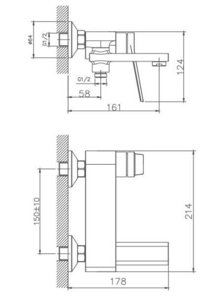 Смеситель для ванны Haiba HB60572 хром