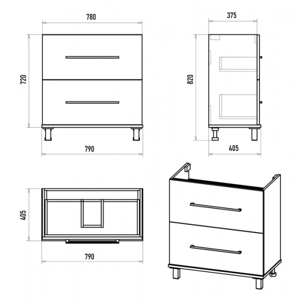 Напольная тумба под раковину Misty Модерн 80 см П-Мод07080-011Пр белый