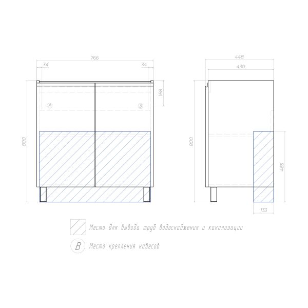 Тумба под раковину напольная Vigo Yuma 347 80 см поставляется в разобранном виде дуб давос