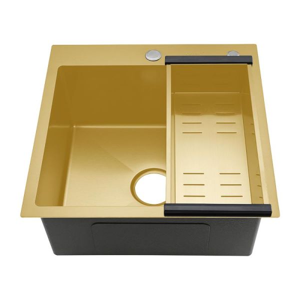 Мойка для кухни с коландером Gappo GS5050-3 золотой сатин