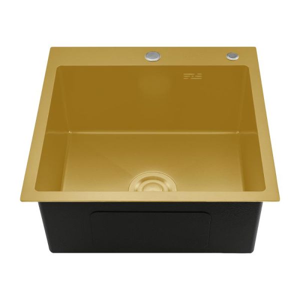 Мойка для кухни с коландером Gappo GS5050-3 золотой сатин