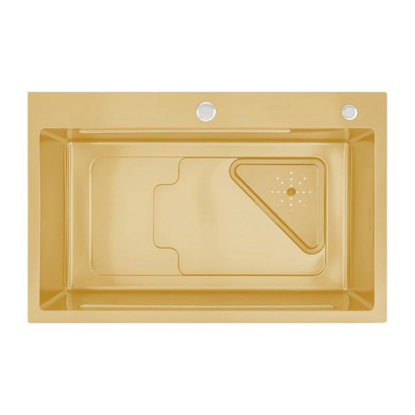 Мойка для кухни Gappo GS7246-3 с коландером золотой сатин