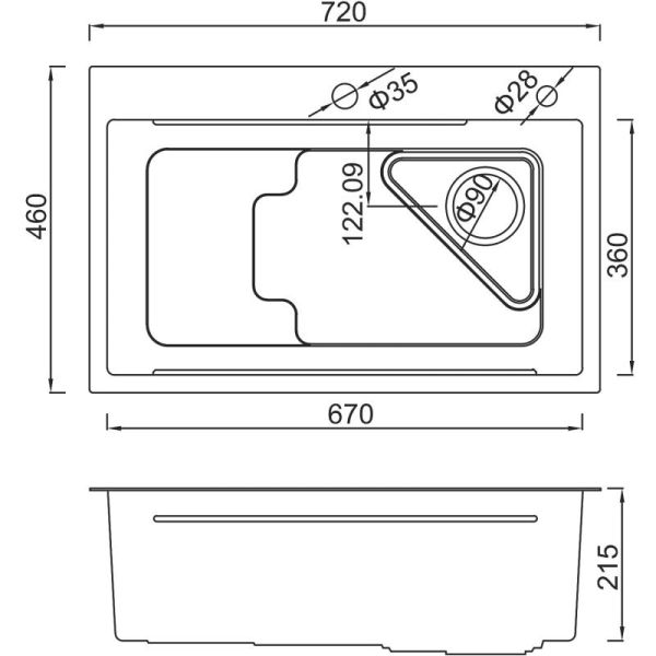 Мойка для кухни с коландером Gappo GS7246-6 чёрный
