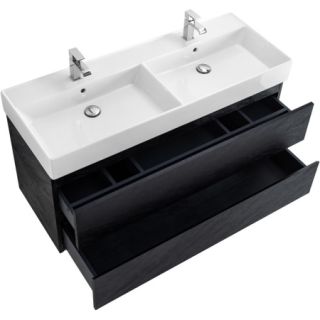 База под раковину Cezares подвесная, под раковину с двумя чашами, с двумя выкатными ящиками, Nero, 1200x460x500, MOLVENO 46-120-2C-SO-2-NR