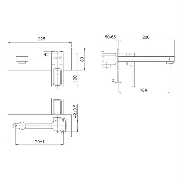 Встраиваемый смеситель для раковины Gappo G1017-16 чёрный