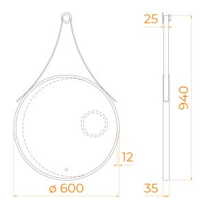 Зеркало с LED-подсветкой RGW MR-01 72440301-04 60см чёрный