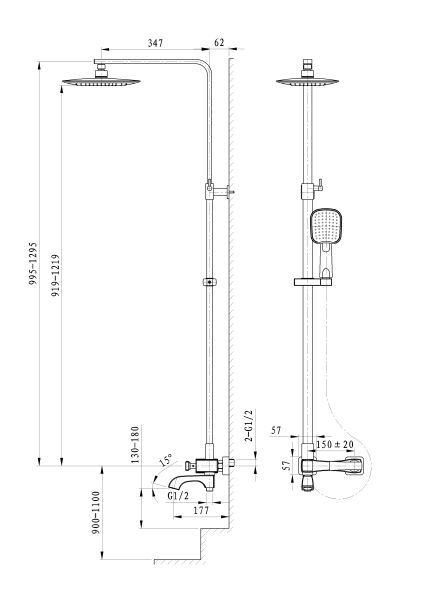 Душевая стойка Wonzon & Woghand Triumph WW-563601-CR хром