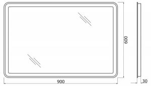 Зеркало BelBagno с LED-подсветкой и кнопочным управлением SPC-MAR-900-600-LED-BTN
