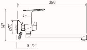 Смеситель для ванны с душем РМС SL134-006E хром