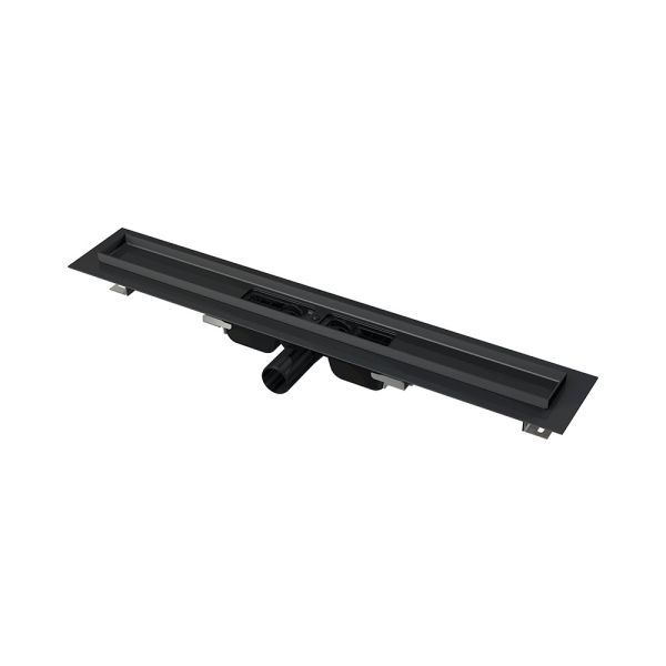 APZ1BLACK Водоотводящий желоб с порогами для перфорированной решетки, черный-мат горизонтальный сток, 750 мм, APZ1BLACK-750