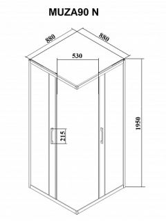 Душевая перегородка CeruttiSpa MUZA90N (90x90x195)