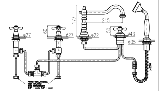 Смеситель на борт ванны Rav Slezak Morava retro MK164.5PSM бронза