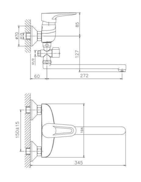 Смеситель для ванны Haiba HB2168 хром