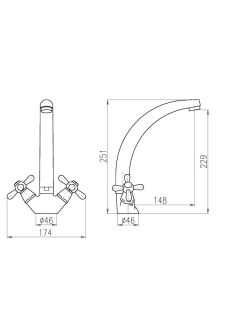 Смеситель для кухни Rav Slezak Morava Retro MK120.5/3CMATSM черный
