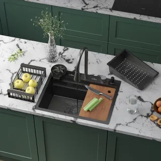 Кухонная мойка RoxenBath Stage Plus 60-BS Plus 560250-60-BS графит текстурное покрытие