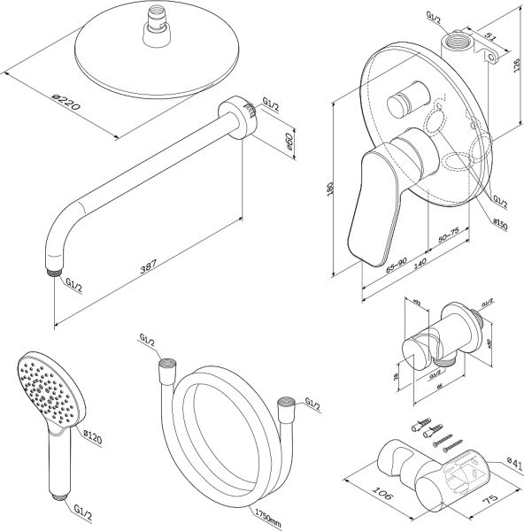 Набор смесителей Am.Pm X-Joy FB85A1RH20