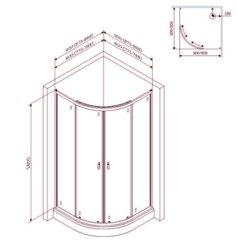 Душевой уголок Am.Pm X-Joy W88G-205-090BT 90x90