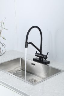 Смеситель для кухни Gappo G4098-6 с водопадом и гибким изливом чёрный Смеситель для кухни Gappo G4098-6 с водопадом и гибким изливом чёрный