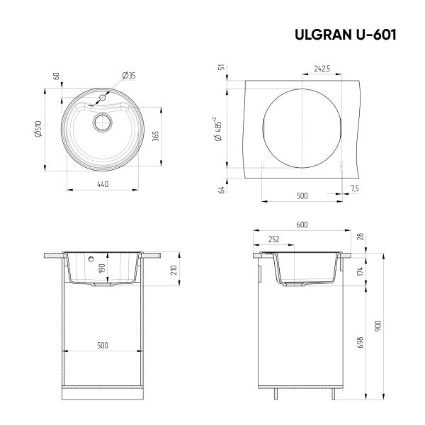 Кухонная мойка Ulgran Classic U-601-302 песочный