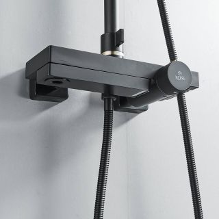 Душевая стойка Rose R1896H с термостатом чёрный матовый Душевая стойка Rose R1896H с термостатом чёрный матовый